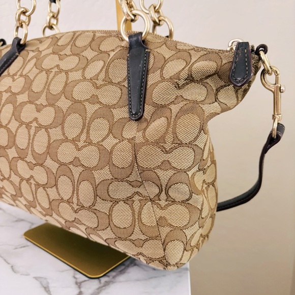 Coach Brown Signature Small Kelsey Satchel Tote Bag F36625 - Picture 7 of 13